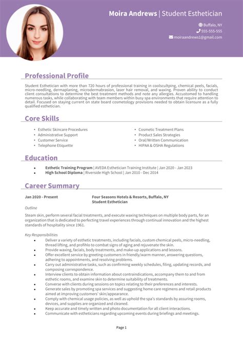 Student Esthetician Resume Example Guide Get Top Jobs