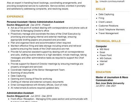 Senior Administration Assistant Resume Example In 2024 ResumeKraft