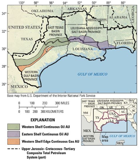 Map Showing The Upper Cretaceous Austin Chalk Trend On The Us Gulf