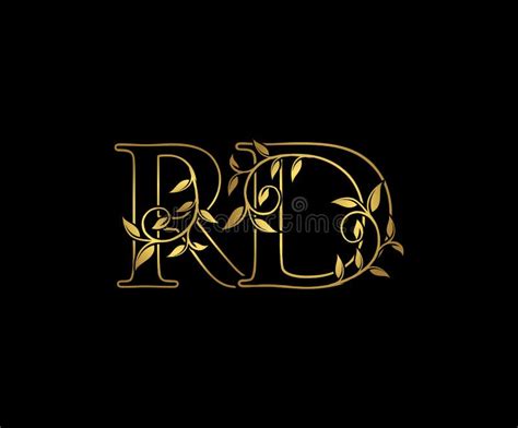 Gold Rd Letter Classy Floral Logo Stock Vector Illustration Of