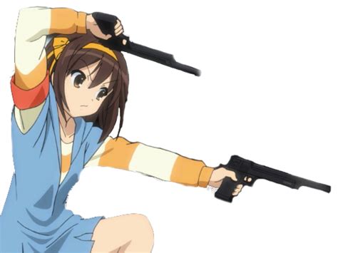 Sticker De Creepylouna Sur Haruhi Gun Suzumiya Risitas Pistolet Tire Kj