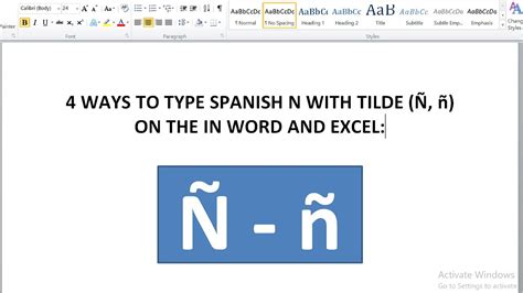 How To Type Spanish N With Tilde ñ In Word And Excel Spanish N With