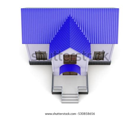 Small House Top View Isolated 3d Stock Illustration 530858656