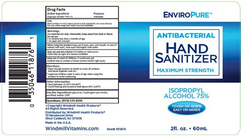 Enviropure Antibacterial Hand Sanitizer Maximum Strength Isopropyl