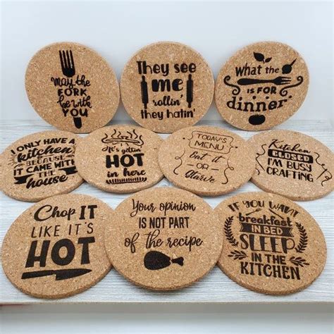 Funny Kitchen Sayings And Phrases Cork Trivet Engraved Pot Holder Home Décor T Hot Pad