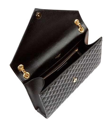 Saint Laurent Black Large Leather Envelope Shoulder Bag Harrods Uk