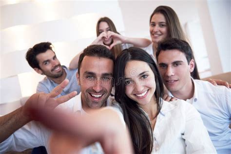 Group Of Friends Taking Selfie Stock Image Image Of Home Screen 61502051