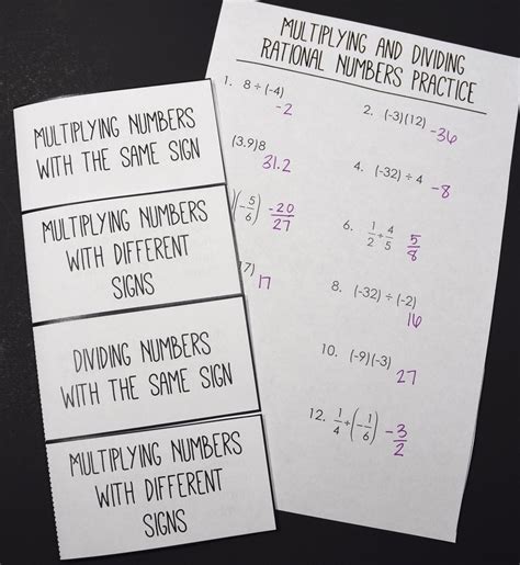 Multiplying And Dividing Rational Numbers Foldable Math Interactive