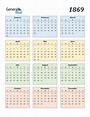 1869 Calendar (PDF, Word, Excel)