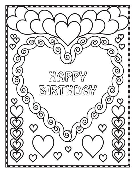 Printable Coloring Birthday Cards Free