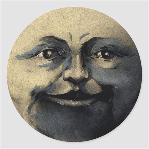 Antique Magical Moon Face Classic Round Sticker Zazzle Vintage Moon