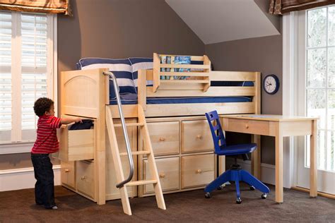 Low Loft Bed With Roll Inout Desk And 8 Spacious Drawers Purpose Built To Fit Under The Loft