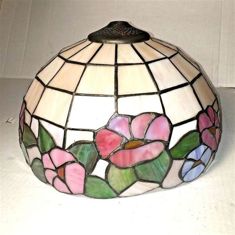 Vintage Dale Tiffany Signed Stained Glass Torchiere Lamp Shade Pink