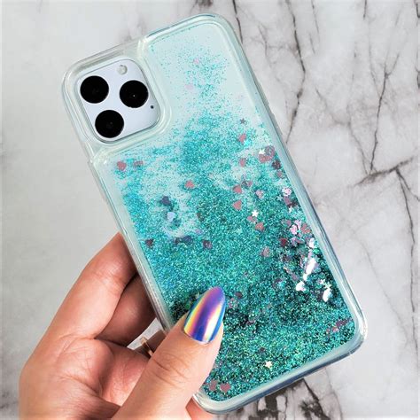 Iphone 11 Pro Max 65 Mint Aqua Glitter Waterfall Liquid Bling