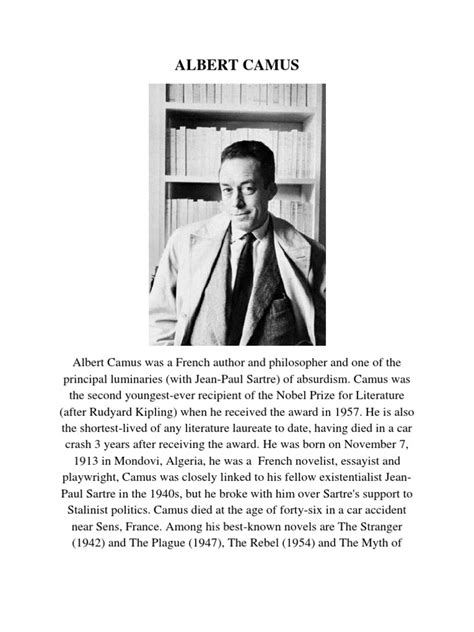 Albert Camus A Life Devoted To Exploring The Philosophy Of Absurdism