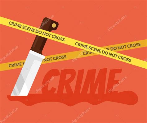 Bloody Knife Crime Scene Vector Flat Cartoon Illustration Stock
