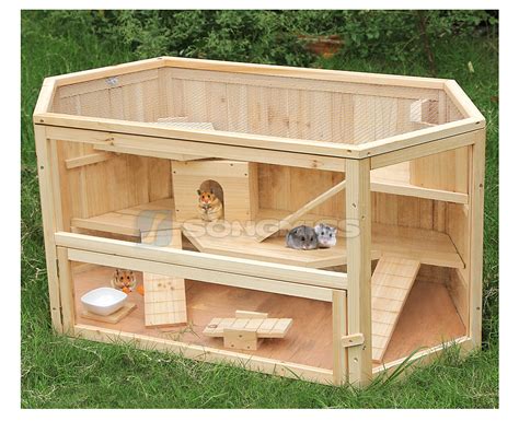 Xxl Wooden Hamster Cage Hut Rodent Guinea Pig Small Animal Pet Mice