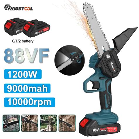 6in 88v Cordless Electric Chain Saw Wood Cutter 1200w One Hand Saw