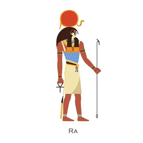 Premium Vector Ra God Ancient Egyptian Deity With Solar Disk And Falcon Head Old History
