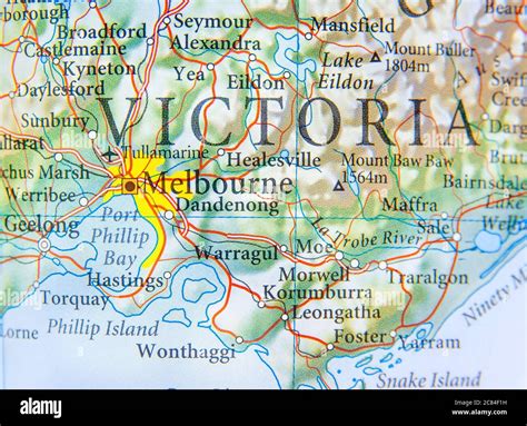 Geographic Map Of Australia With Melbourne City Stock Photo Alamy