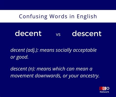 Confusingwords Decent Vs Descent Learn More Learnenglish