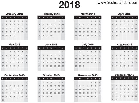 12 Months Calendar Printable Year Calendar