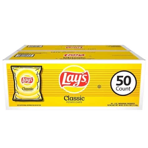 Lays Classic Potato Chips 1 Ounce Size Bag 50 Count Party Celebrations