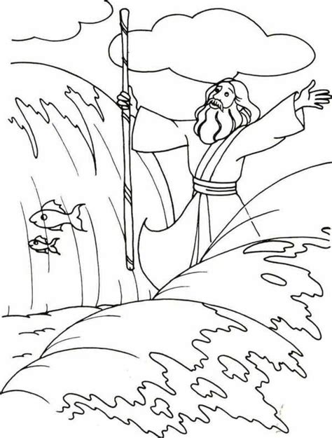 Moses Moses Divide The Red Sea With His Stick Coloring Page Moses