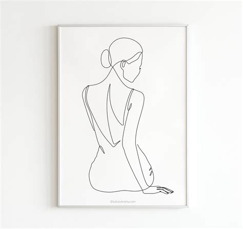 Naked Female Drawing Modern Poster Nude Woman Print Abstract