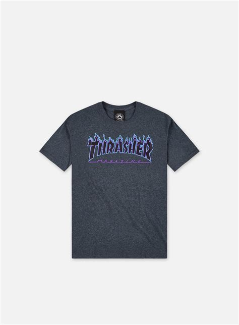 Thrasher Flame Logo T Shirt Dark Heather Spectrum