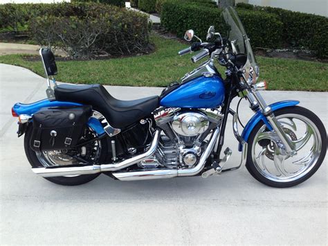 It has an after market vance hines exhaust on it as well as forward controls. 2004 Harley-Davidson® FXST/I Softail® Standard (Vivid Blue ...