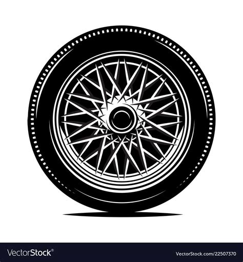 Retro Wheel Spokes For A Motorcycle Or Car Vector Monochrome