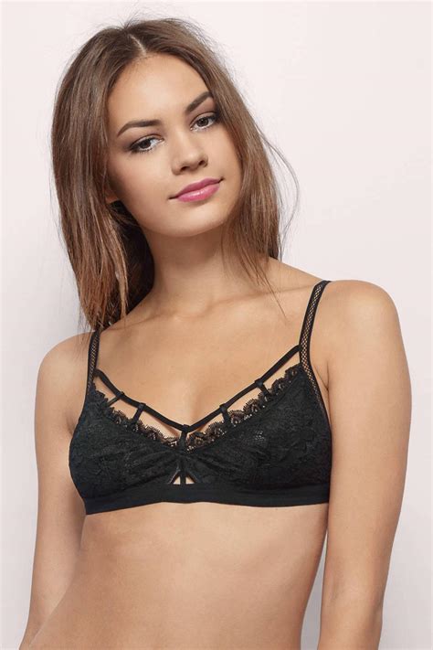 Tobi Bras Bralettes Womens Harlowe White Lace Bralette Black