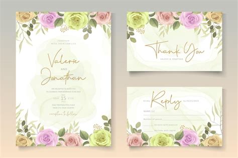 Premium Vector Wedding Card Template With Floral Theme
