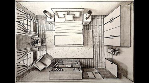 Interior Design Bedroom Sketches One Point Perspective Online Information