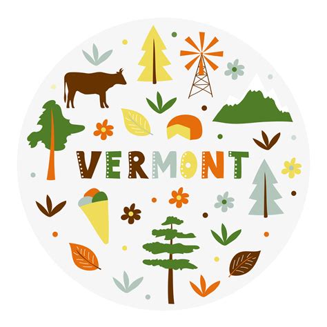 Usa Sammlung Vektor Illustration Von Vermont Thema Zustandssymbole