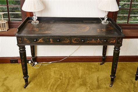 Chinoiserie Black Lacquer And Gilt Writing Desk Shapiro Auctioneers