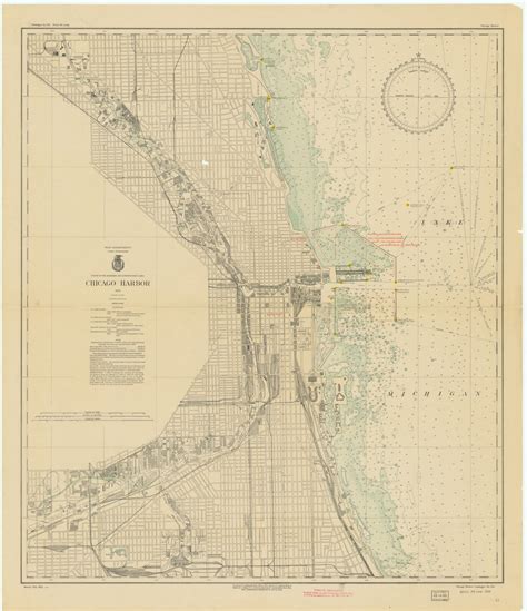 Lake Michigan Chicago Harbor Map 1933 Hullspeed Designs