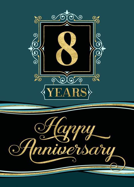 Employee Anniversary 8 Year Happy Anniversary Decorative Formal Card