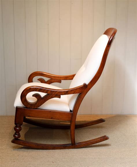 Victorian Mahogany Upholstered Rocking Chair 709145 Uk