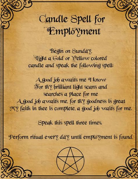 Spell For Today Candle Employment Spell Witches Of The Craft