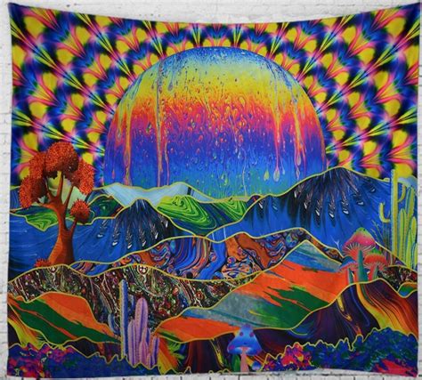 Abstract Landscape Psychedelic Tapestry Wall Hanging Trippy Etsy