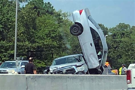 Crash In New Jersey Leaves Car Nearly Vertical
