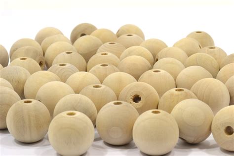 100 Pack Of 25 Mm 1 Wooden Beads Unfinished Wood Etsy