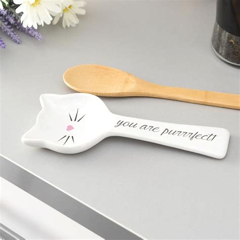 Home Basics You Are Perfect White Ceramic Cat Shape Spoon Rest Hdc57443