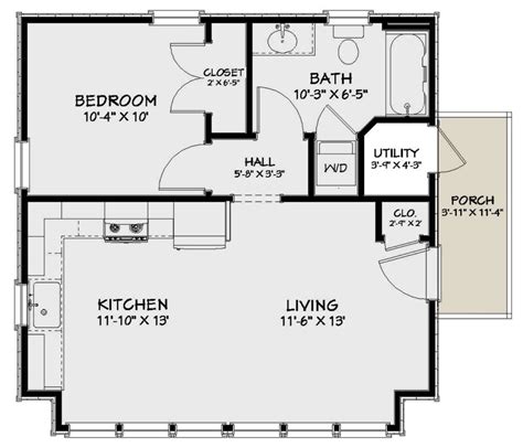 House Plan 1502 00007 Cottage Plan 596 Square Feet 1 Bedroom 1