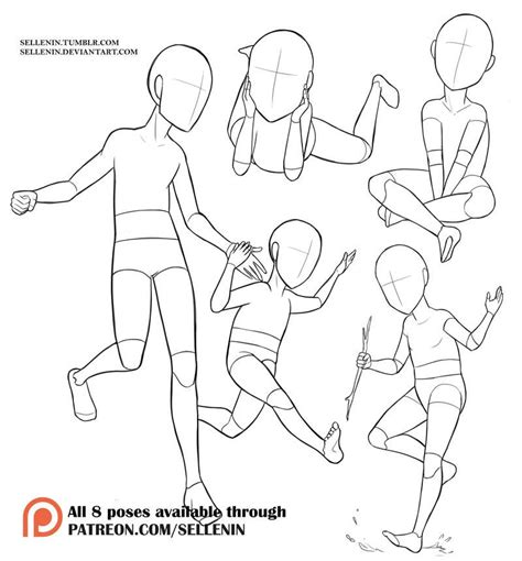 Pose Set 7 Kids By Sellenin Baby Drawing Drawing Poses Figure