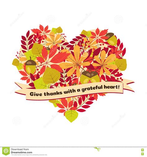Vector Poster With Quote Give Thanks A Grateful Heart Happy Thanksgiving Day Card Template