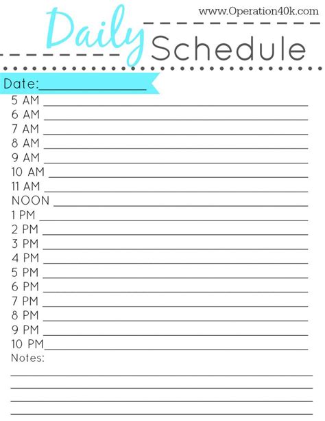 Daily Schedule Printable Daily Schedule Template Daily Schedule Cards