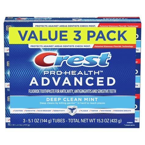 Crest Pro Health Advanced Deep Clean Toothpaste Mint 51 Oz 3 Pack